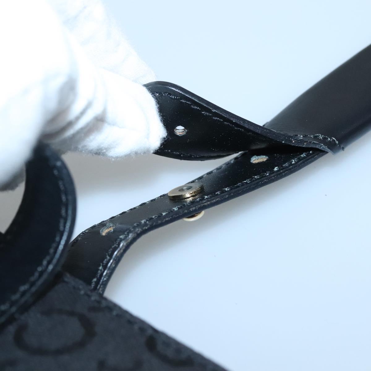 CELINE C Macadam Canvas Tote Bag Black Gold Auth 140814