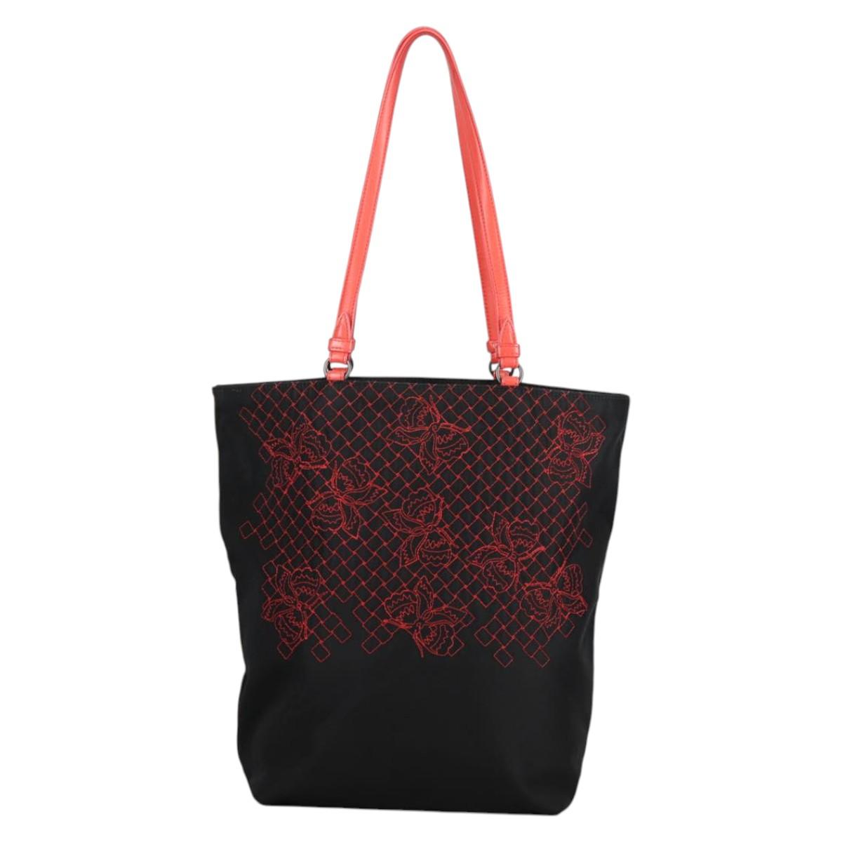 BOTTEGA VENETA Tote Bag Nylon Black Red Auth 140820V
