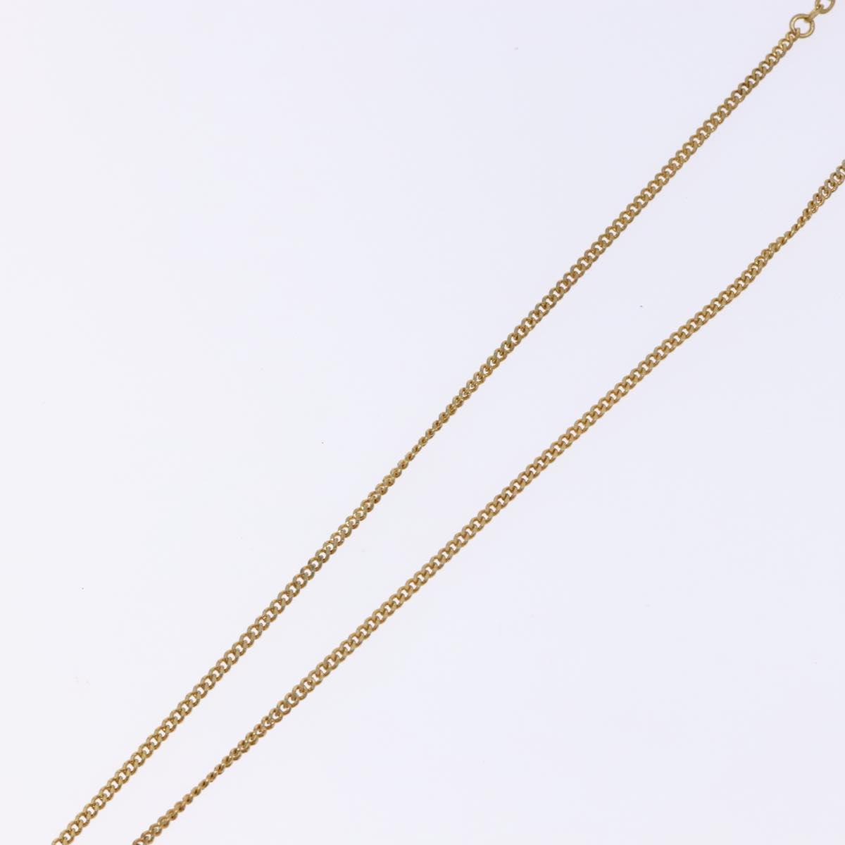 Christian Dior Stone Necklace metal Gold Tone Auth 140828