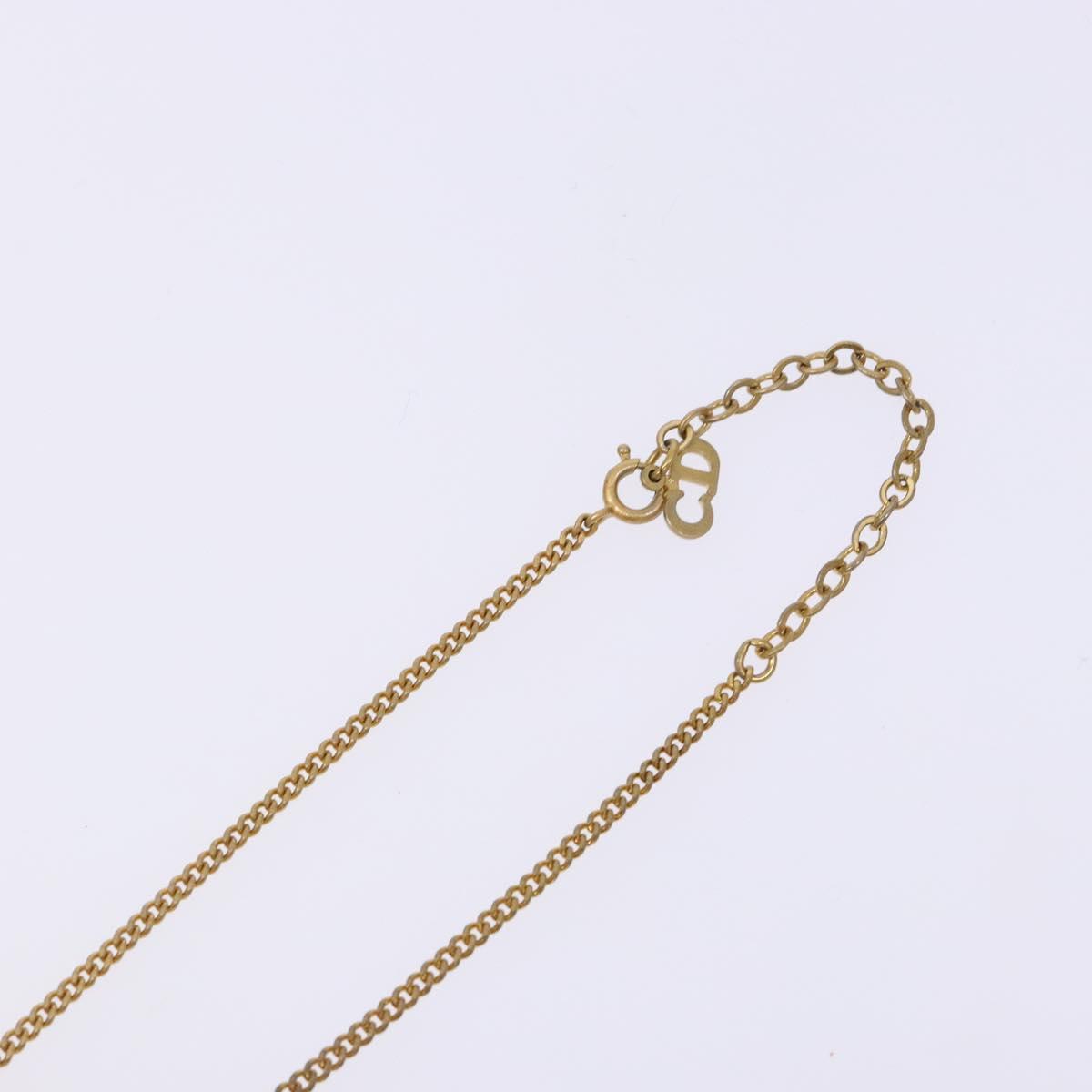Christian Dior Stone Necklace metal Gold Tone Auth 140828