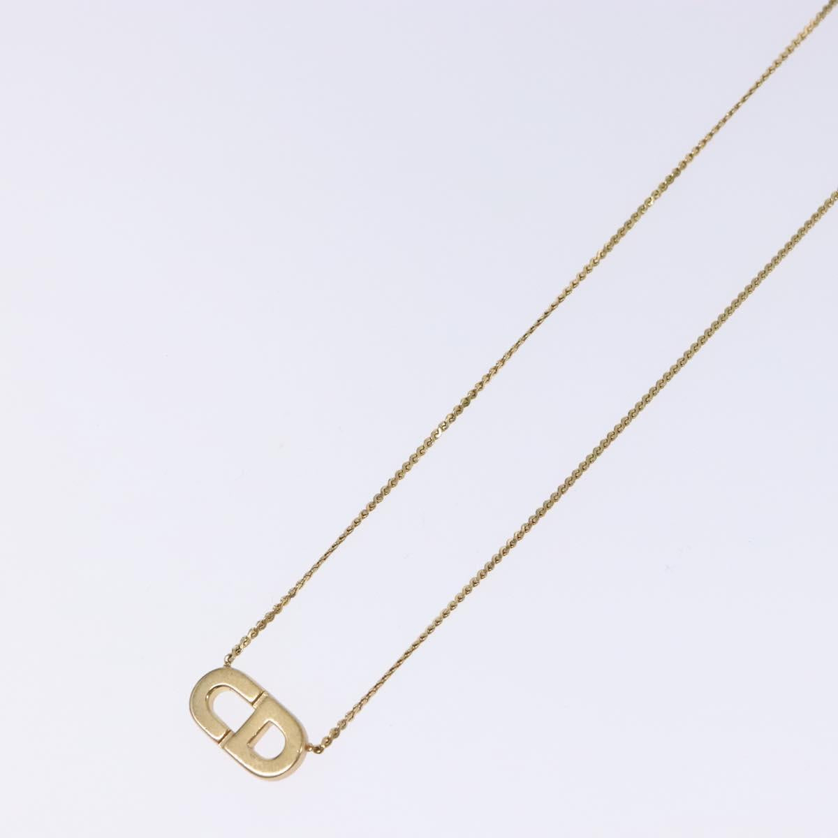 Christian Dior CD Logo Necklace metal Gold Tone Auth 140832