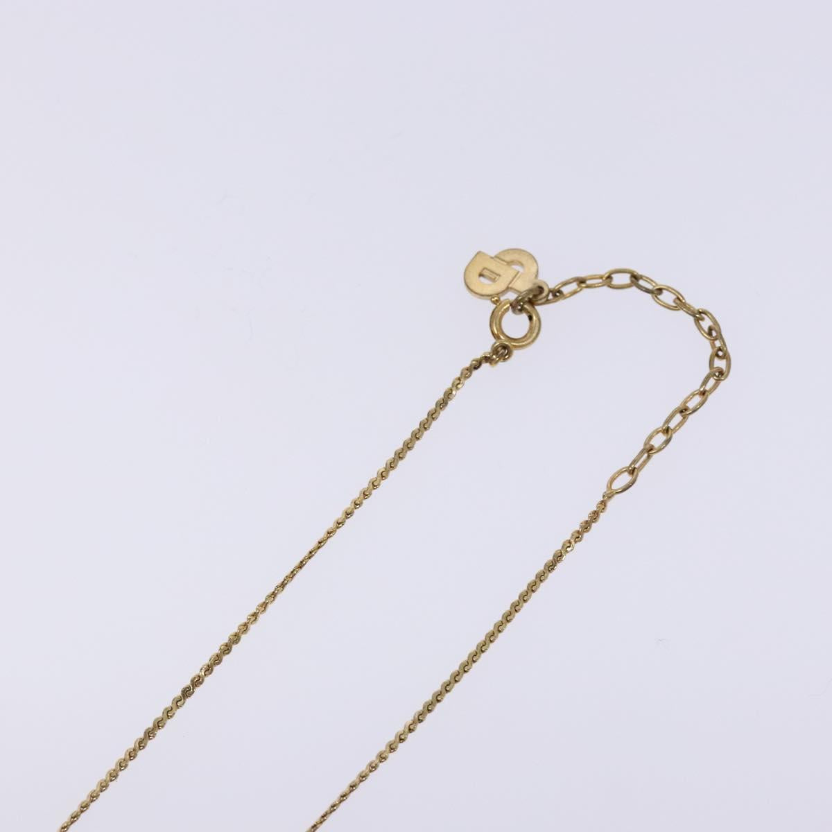Christian Dior CD Logo Necklace metal Gold Tone Auth 140832