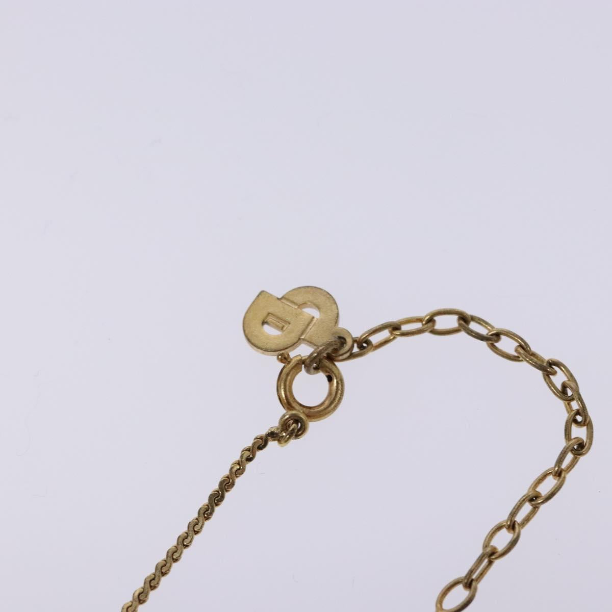 Christian Dior CD Logo Necklace metal Gold Tone Auth 140832