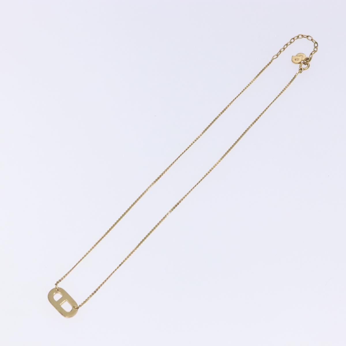Christian Dior CD Logo Necklace metal Gold Tone Auth 140832