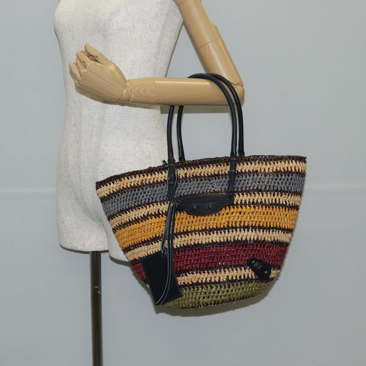 BALENCIAGA Tote Bag Raffia Beige Auth 140846V