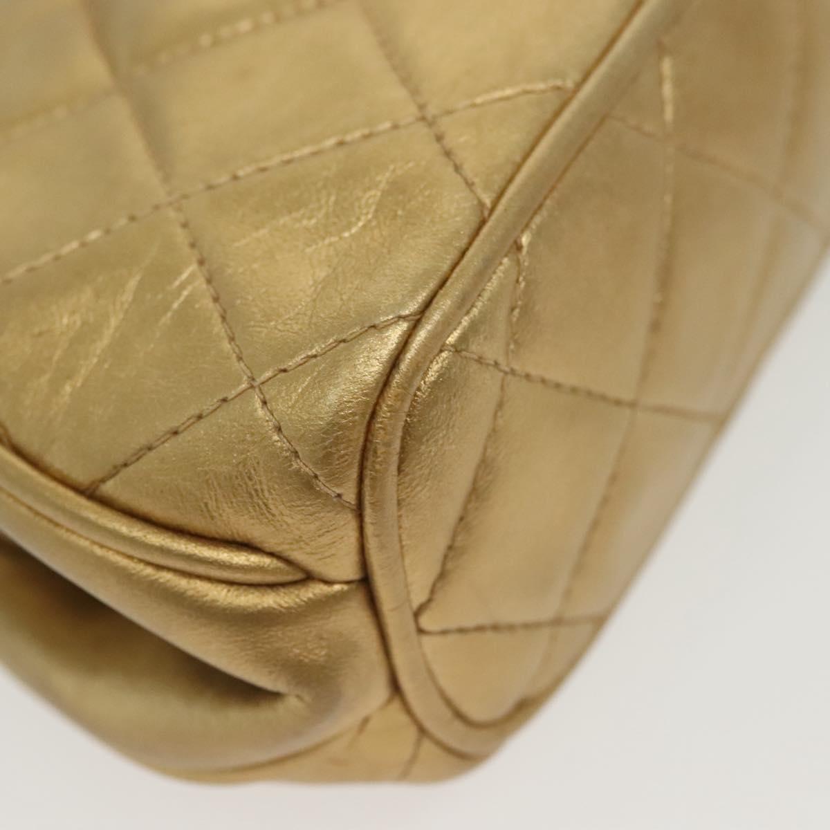 CHANEL Shoulder Bag Lamb Skin Gold CC Auth 140900