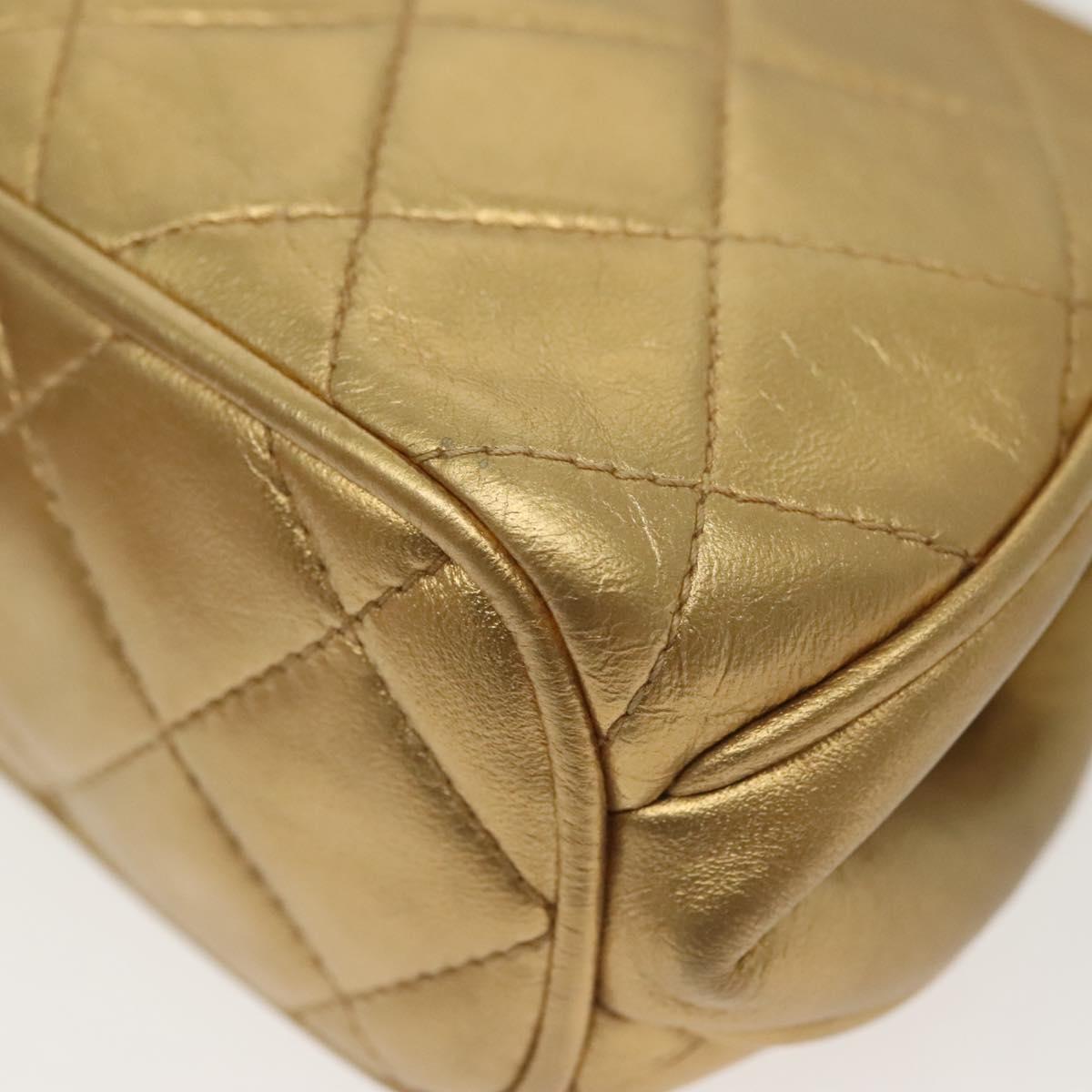 CHANEL Shoulder Bag Lamb Skin Gold CC Auth 140900