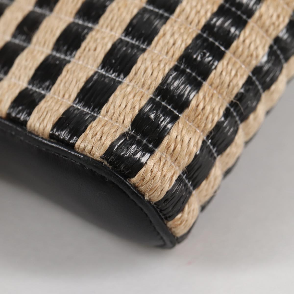 CHANEL Chain Phone Case Raffia Beige Gold CC Auth 140901SAM
