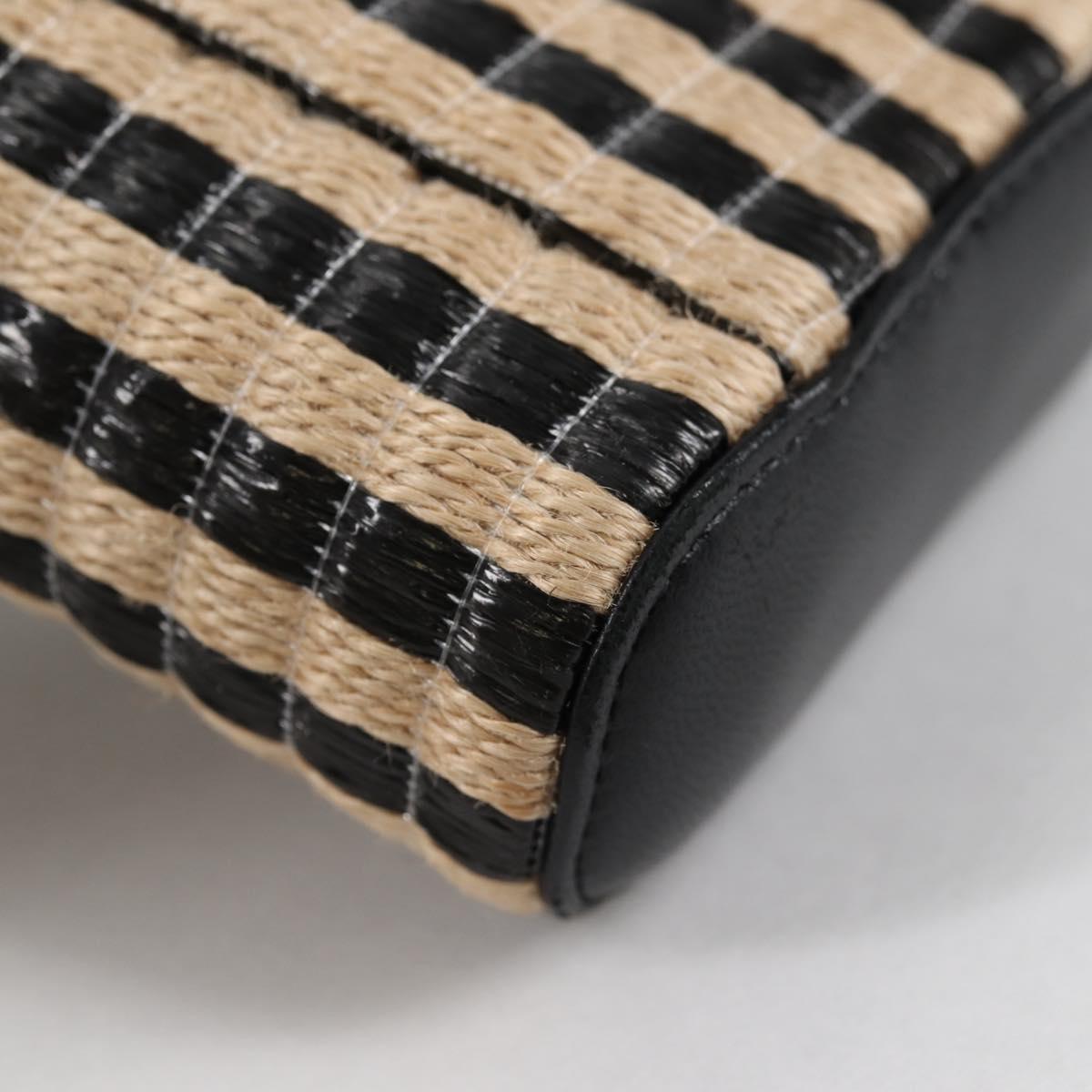 CHANEL Chain Phone Case Raffia Beige Gold CC Auth 140901SAM