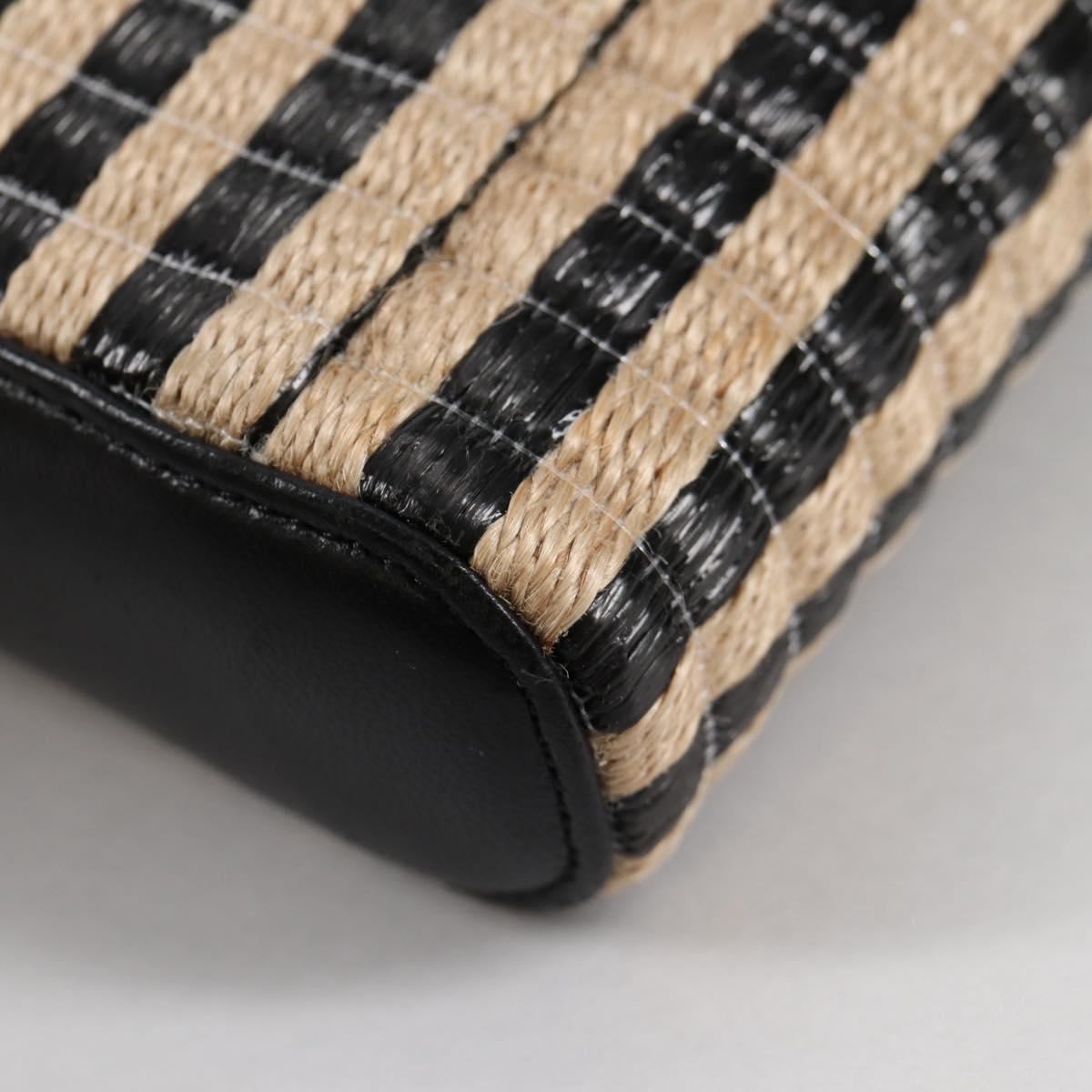 CHANEL Chain Phone Case Raffia Beige Gold CC Auth 140901SAM