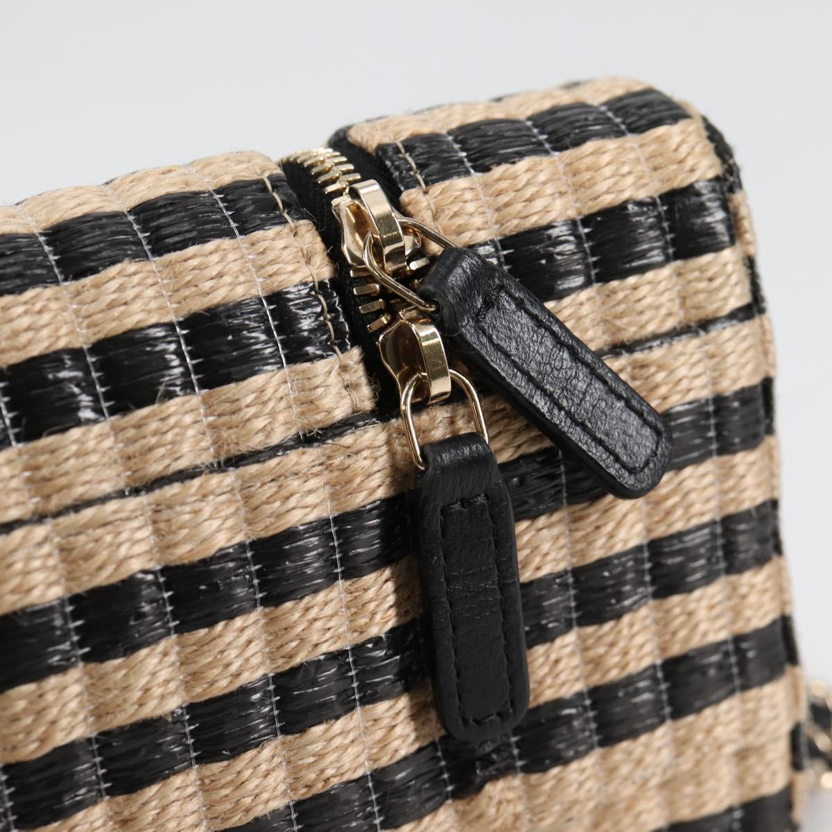 CHANEL Chain Phone Case Raffia Beige Gold CC Auth 140901SAM