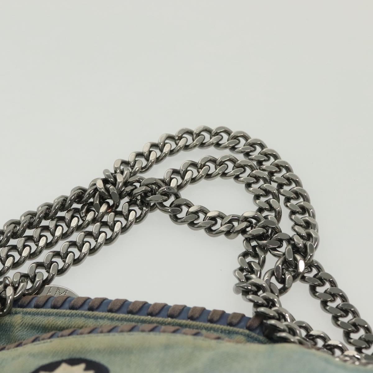 Stella MacCartney Chain Faravera Shoulder Bag Denim Light Blue Auth 140910