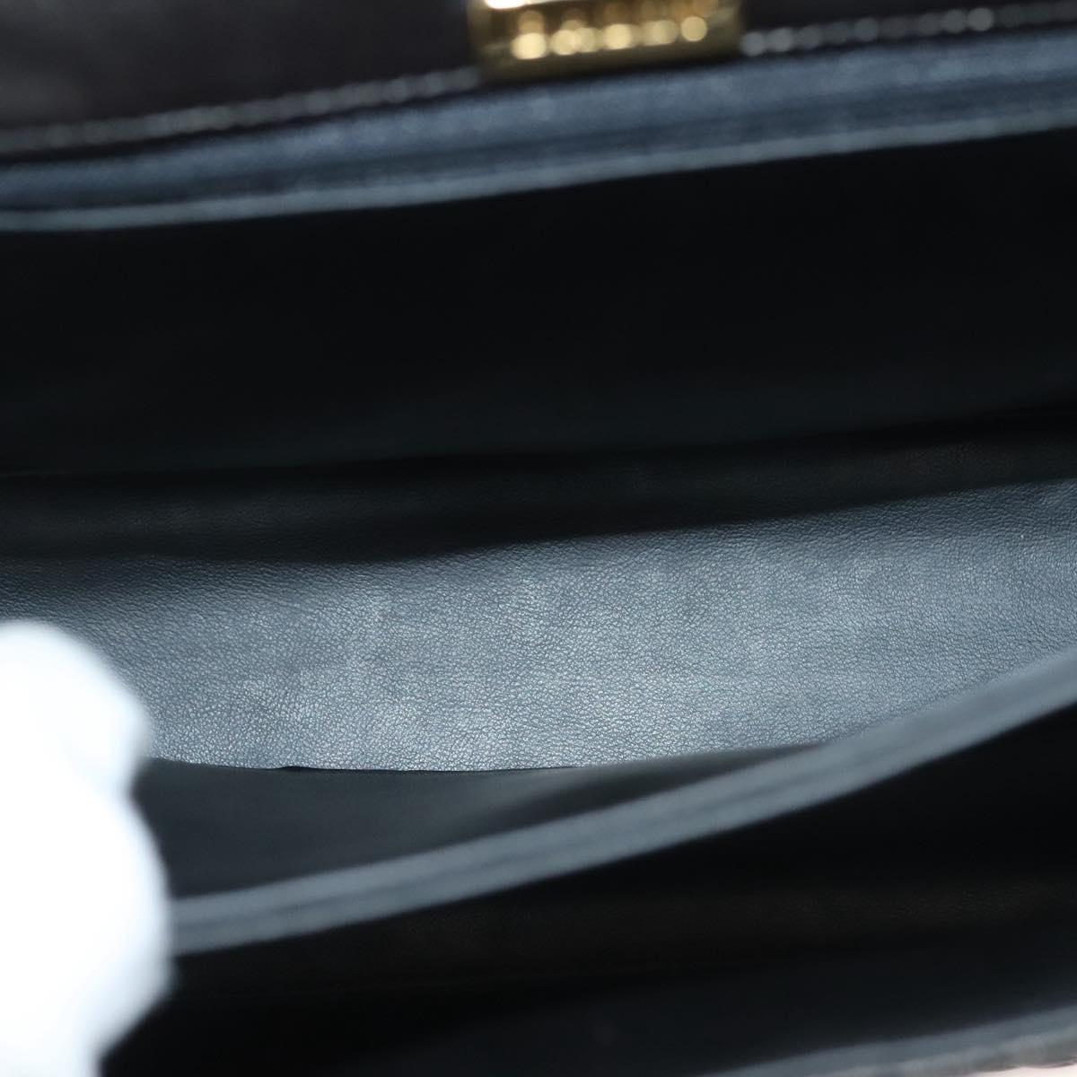 BALLY Hand Bag Leather 2way Black Gold Auth 140911