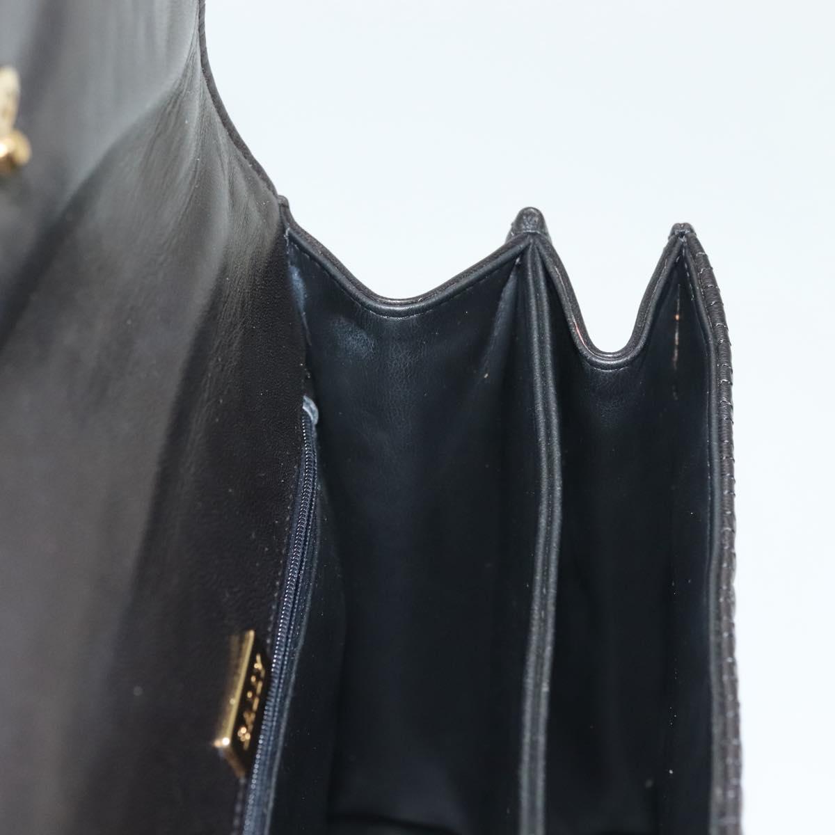 BALLY Hand Bag Leather 2way Black Gold Auth 140911