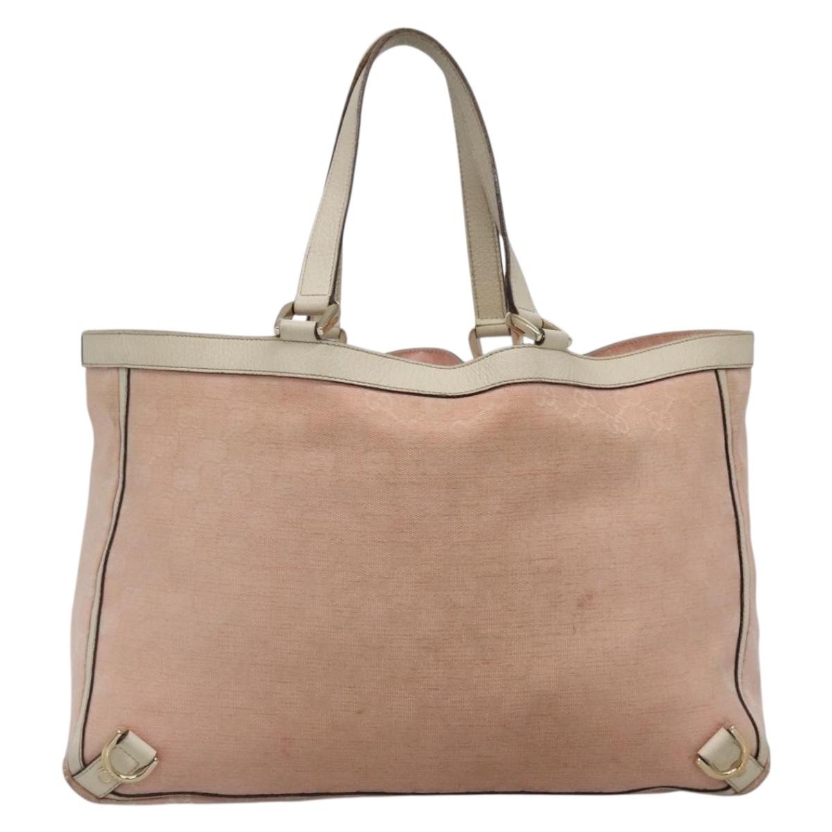 GUCCI GG Canvas Abbey Tote Bag Pink Gold 141472 Auth 140916