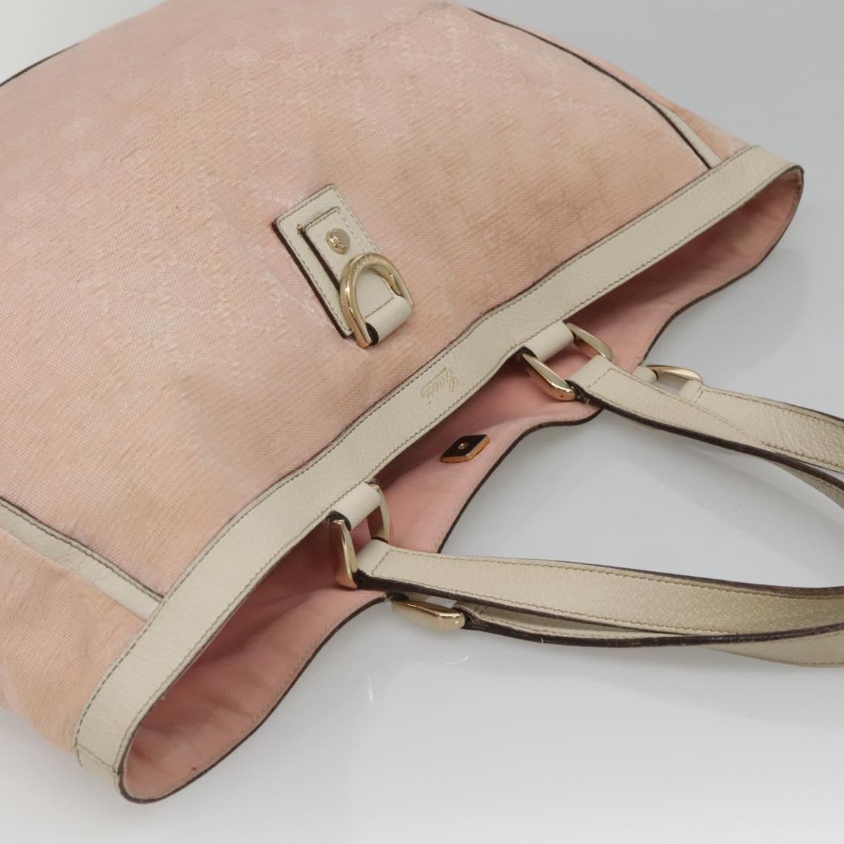 GUCCI GG Canvas Abbey Tote Bag Pink Gold 141472 Auth 140916
