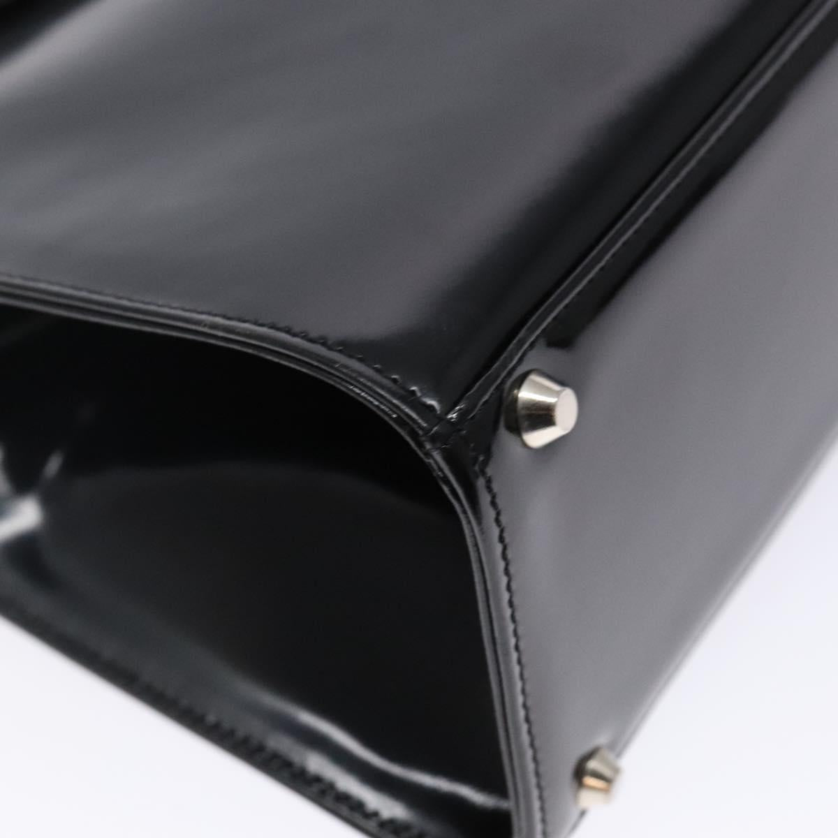 Christian Dior Hand Bag Leather Black Gold Auth 140947