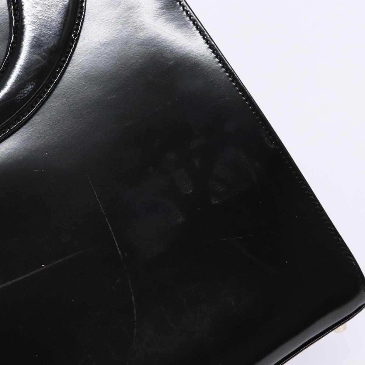Christian Dior Hand Bag Leather Black Gold Auth 140947