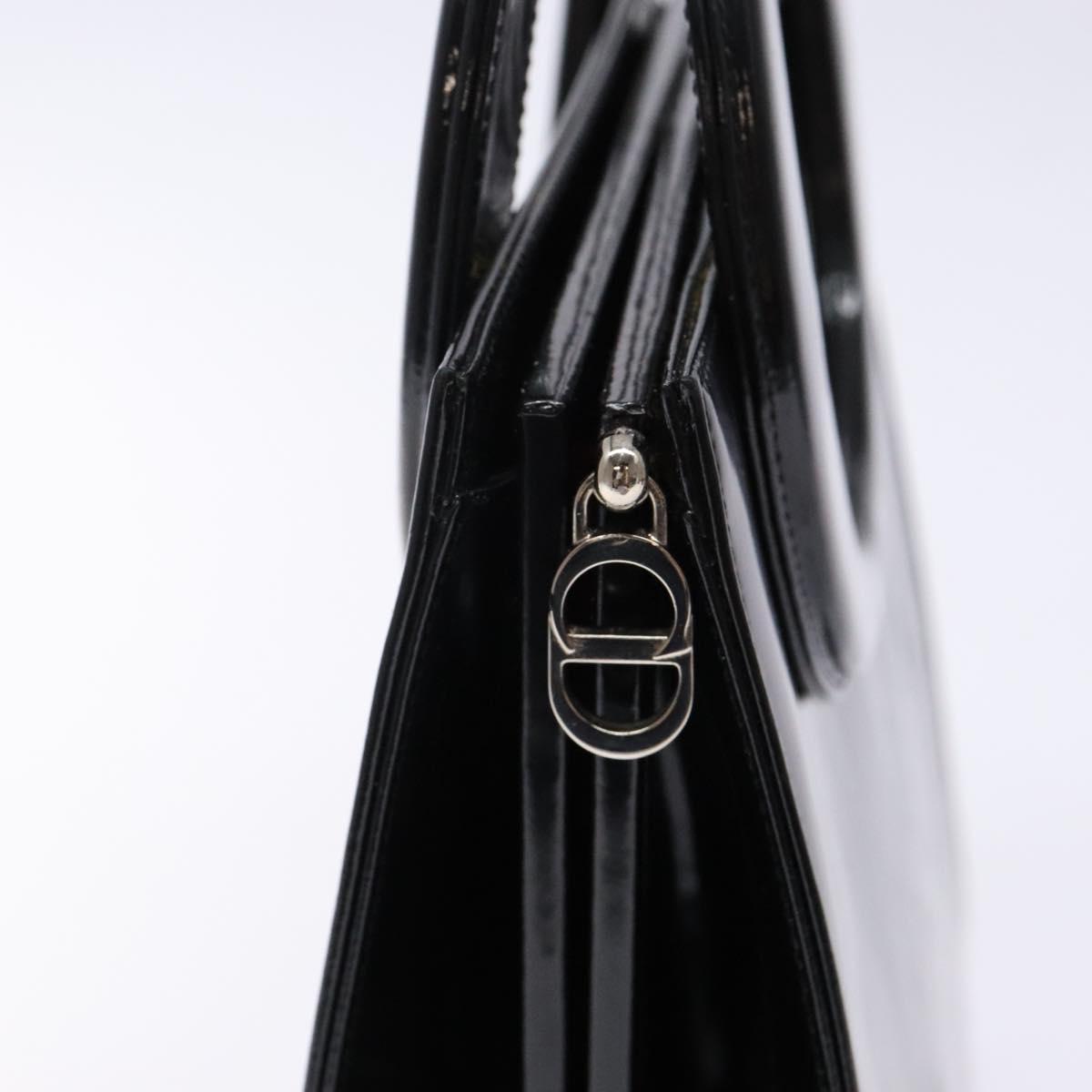 Christian Dior Hand Bag Leather Black Gold Auth 140947