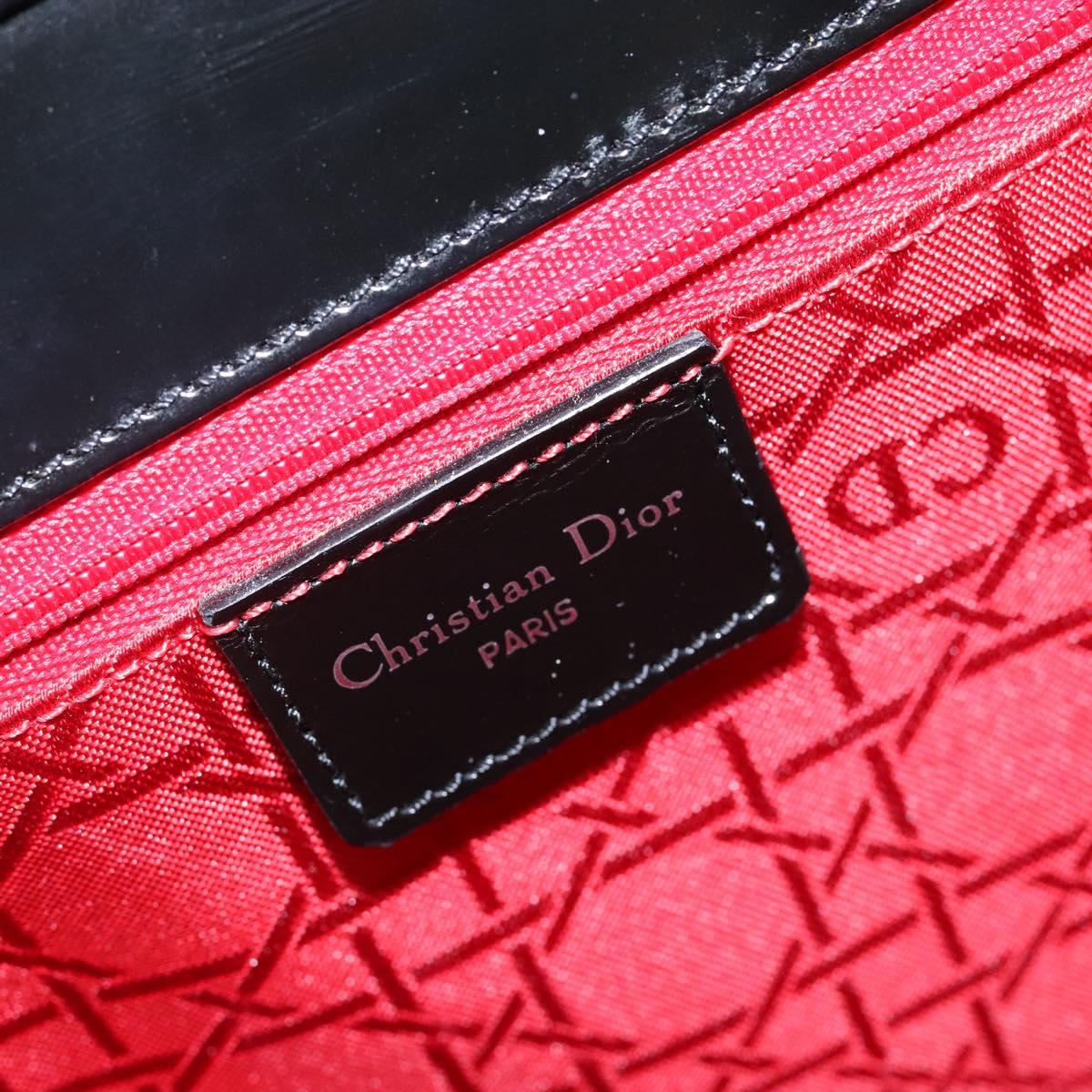 Christian Dior Hand Bag Leather Black Gold Auth 140947
