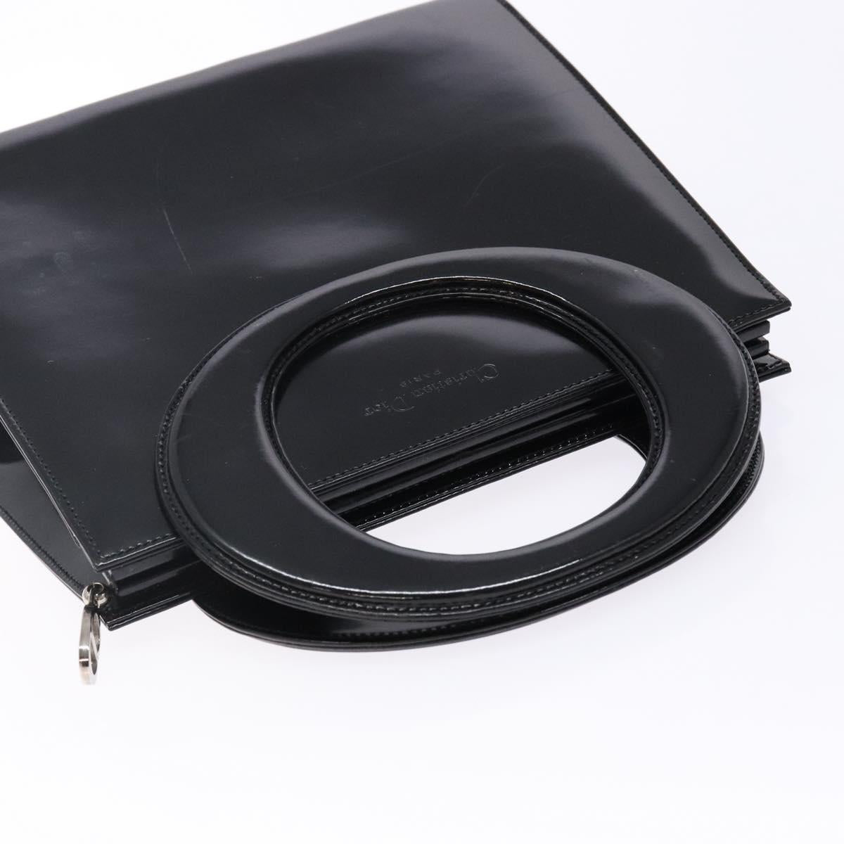Christian Dior Hand Bag Leather Black Gold Auth 140947