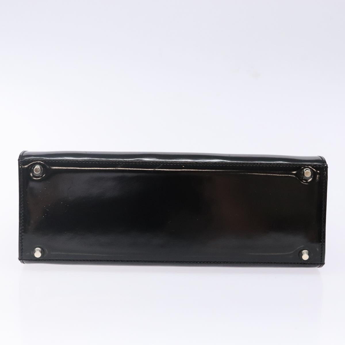 Christian Dior Hand Bag Leather Black Gold Auth 140947