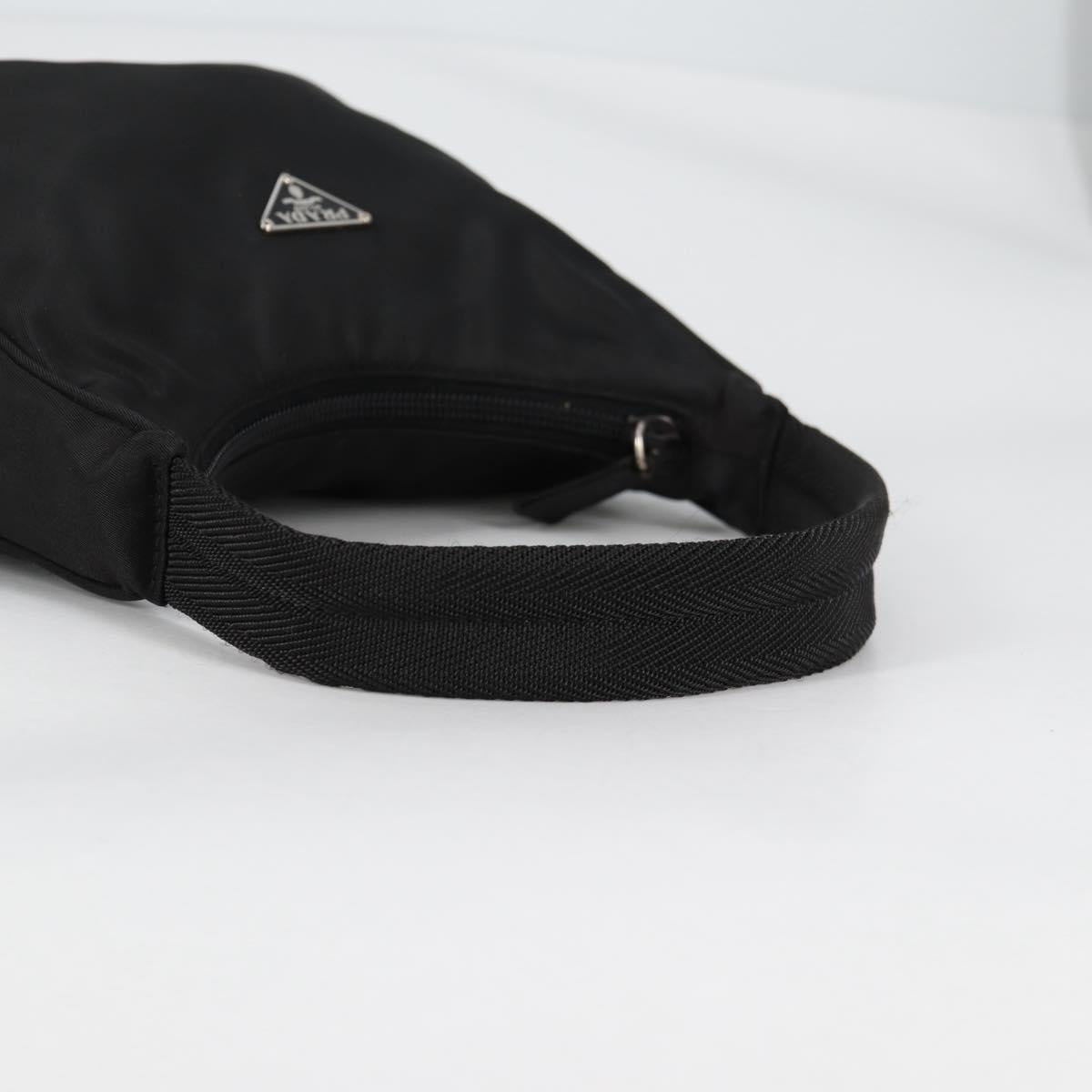 PRADA Hand Bag Nylon Black Silver Auth 140951V