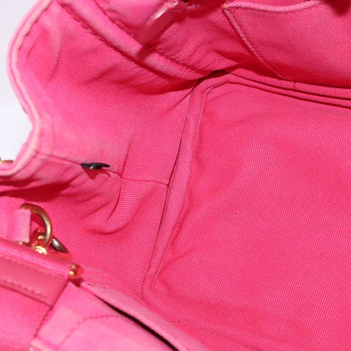 PRADA Canapa PM Hand Bag Canvas 2way Pink Gold Auth 140952
