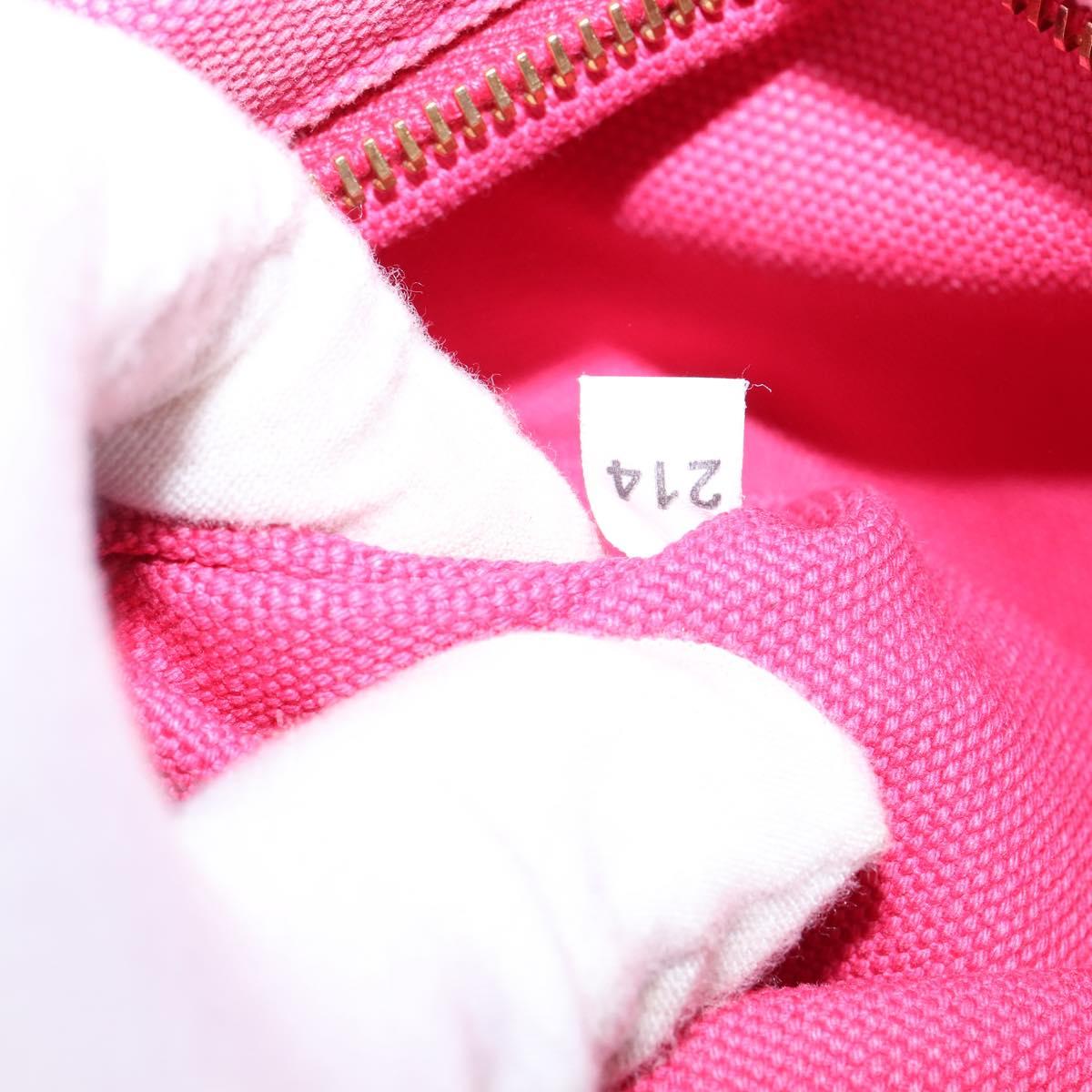 PRADA Canapa PM Hand Bag Canvas 2way Pink Gold Auth 140952