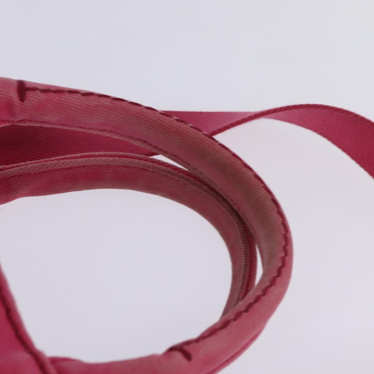 PRADA Canapa PM Hand Bag Canvas 2way Pink Gold Auth 140952