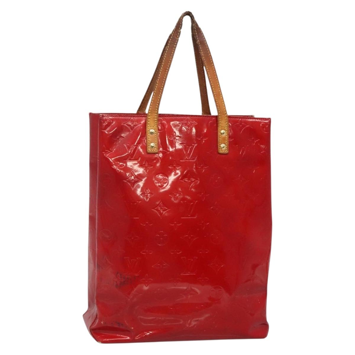 LOUIS VUITTON Monogram Vernis Reade MM Hand Bag Red Rouge M91086 LV Auth 140955