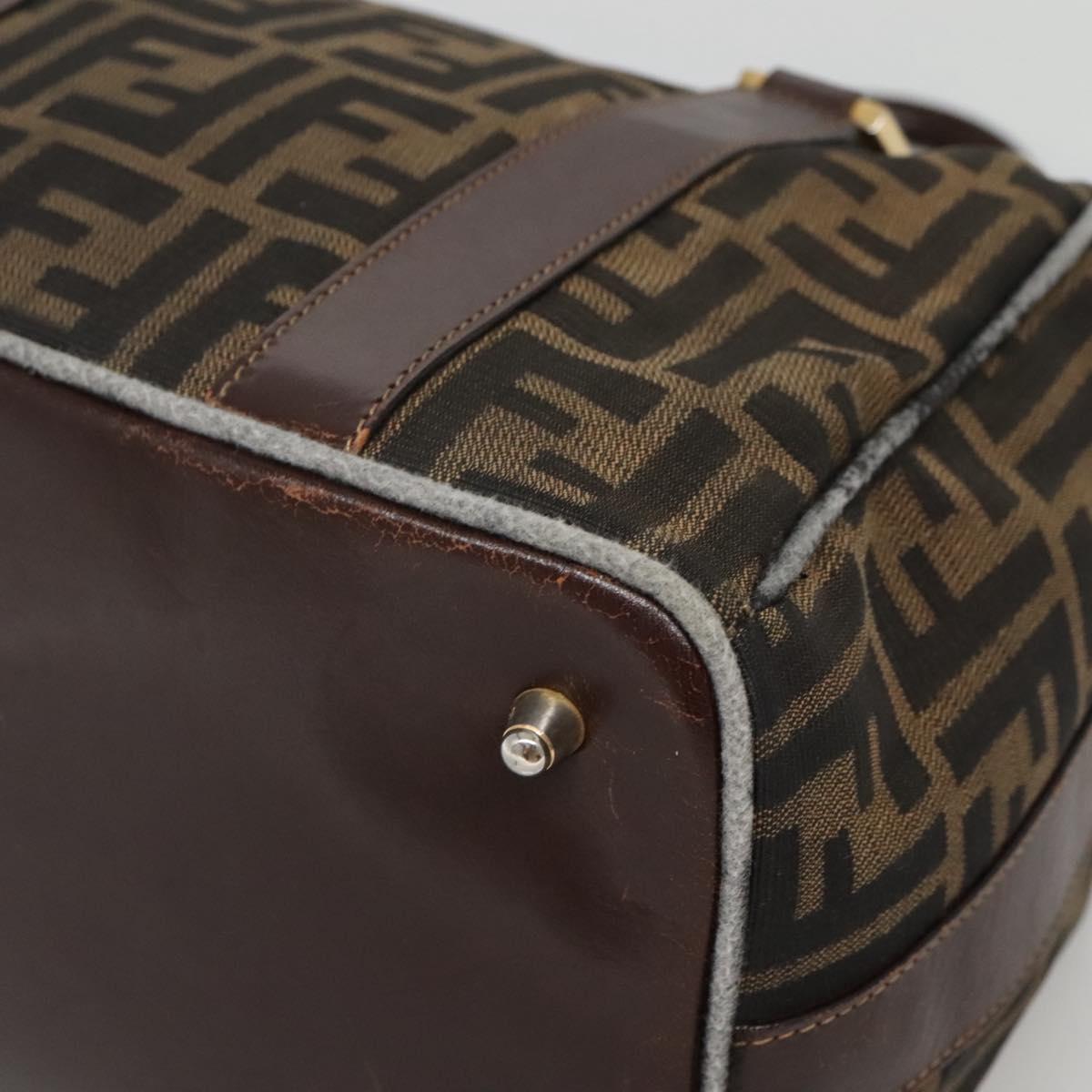 FENDI Zucca Canvas Hand Bag Black Brown gold Auth 140964
