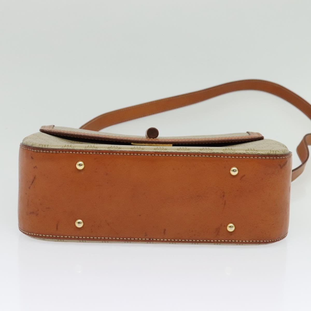 CELINE Macadam Canvas Hand Bag PVC 2way Beige Gold Auth 140987