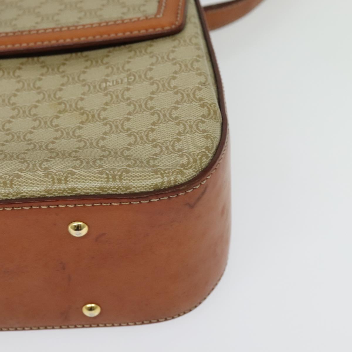 CELINE Macadam Canvas Hand Bag PVC 2way Beige Gold Auth 140987