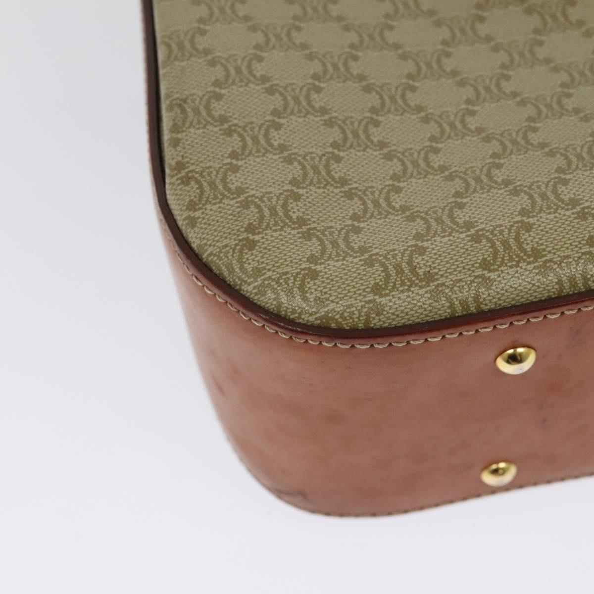 CELINE Macadam Canvas Hand Bag PVC 2way Beige Gold Auth 140987