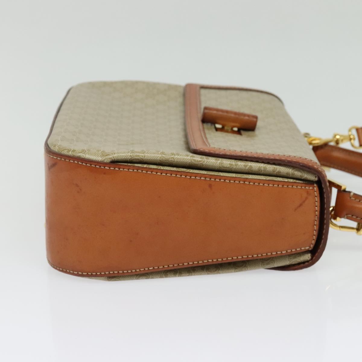 CELINE Macadam Canvas Hand Bag PVC 2way Beige Gold Auth 140987