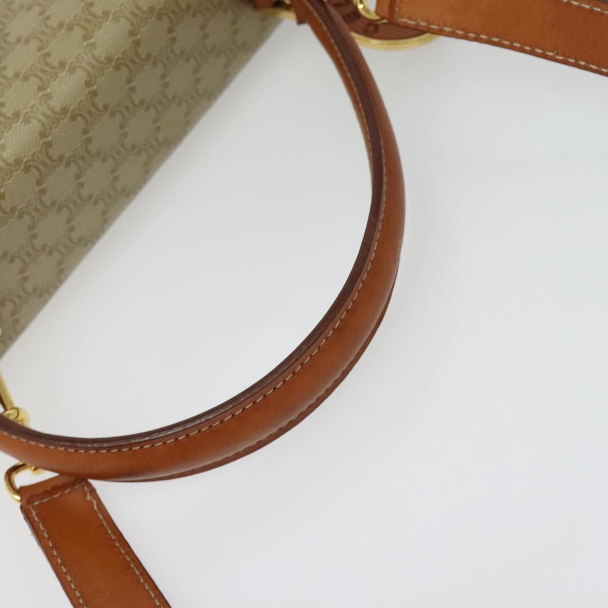 CELINE Macadam Canvas Hand Bag PVC 2way Beige Gold Auth 140987