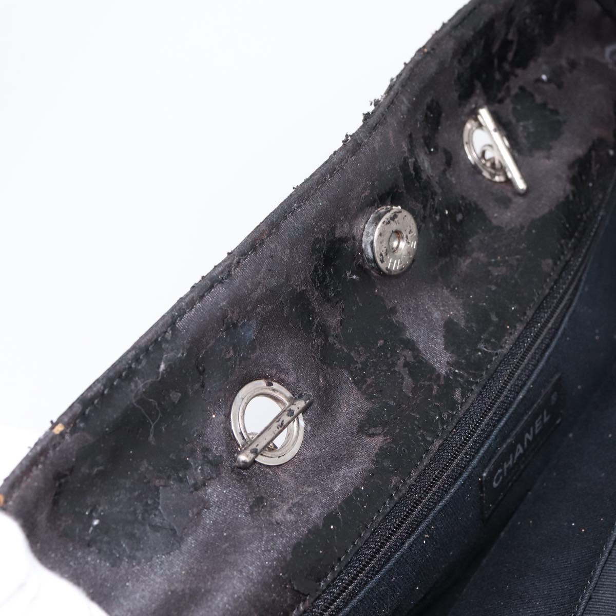 CHANEL Wild Stitch Chain Shoulder Bag Patent leather Black Silver CC Auth 140996