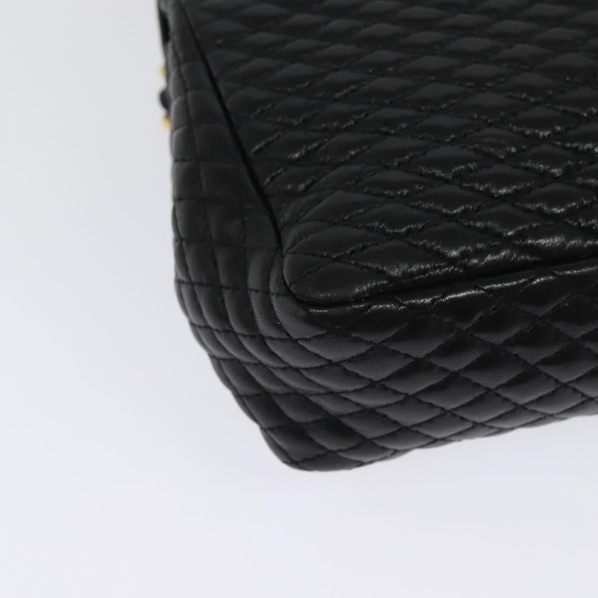 BALLY Chain Shoulder Bag Leather Black Gold Auth 141002