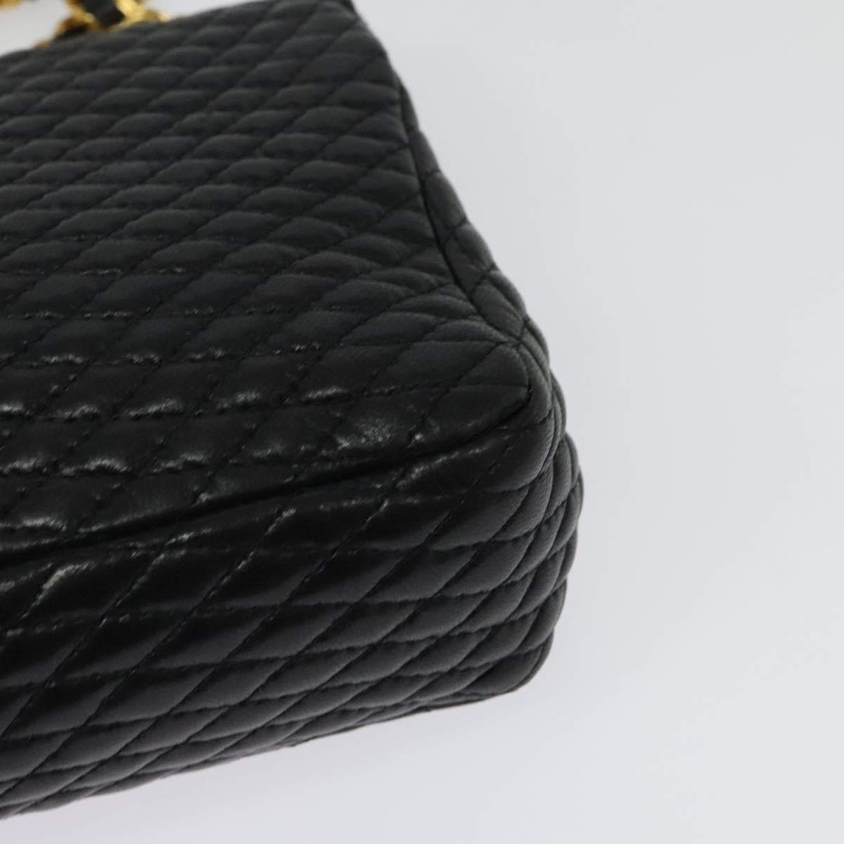 BALLY Chain Shoulder Bag Leather Black Gold Auth 141002