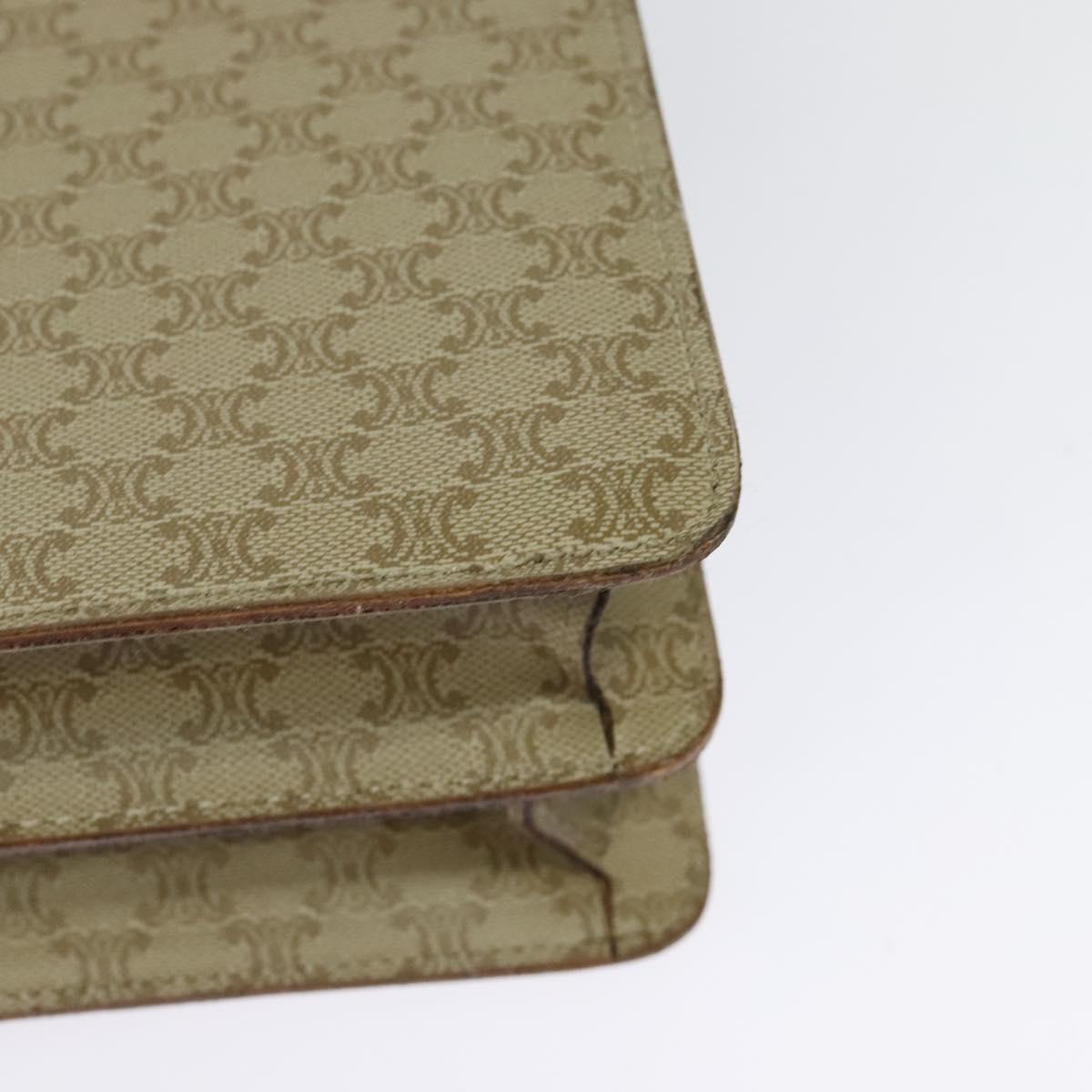 CELINE Macadam Canvas Hand Bag PVC 2way Beige Gold Auth 141009