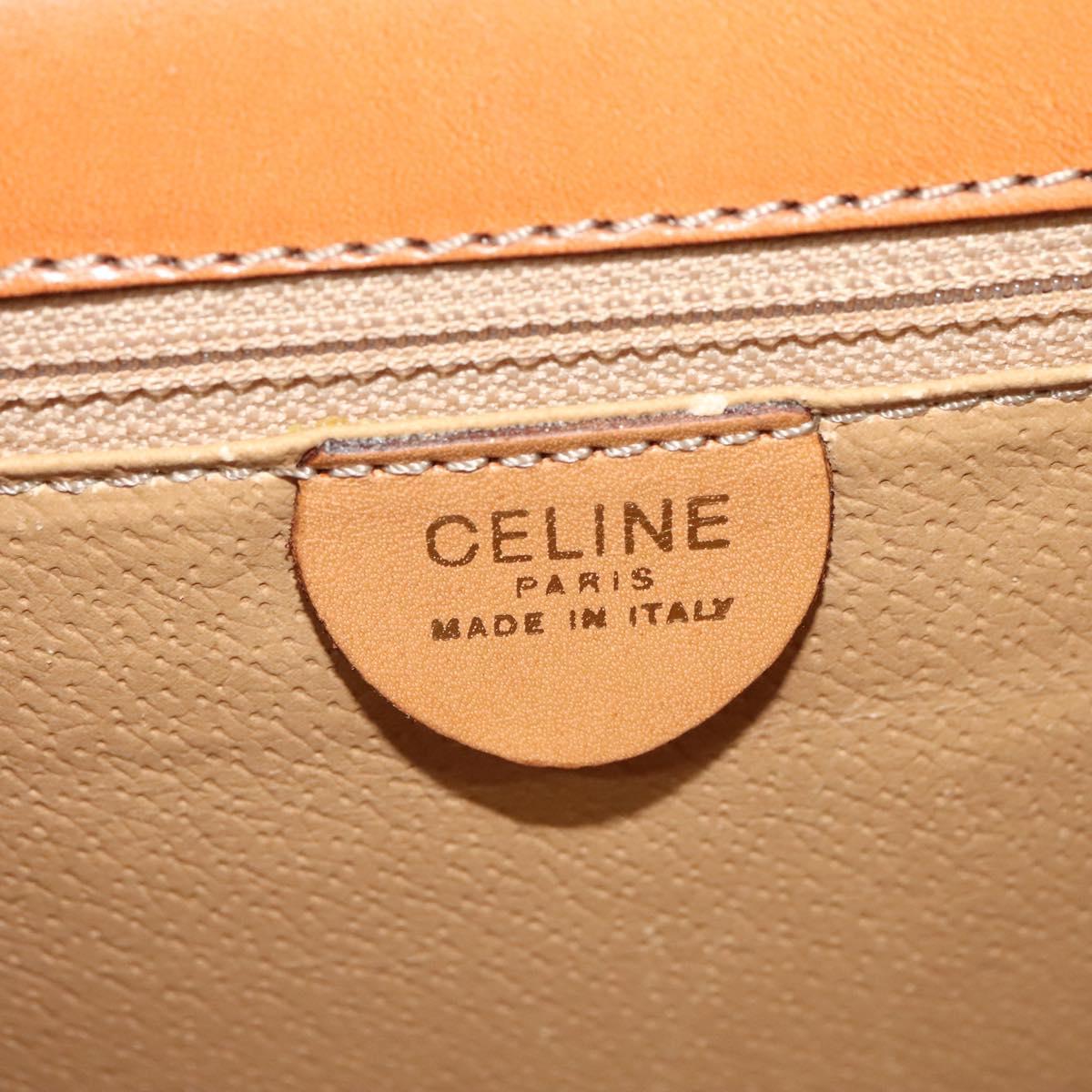 CELINE Macadam Canvas Hand Bag PVC 2way Beige Gold Auth 141009