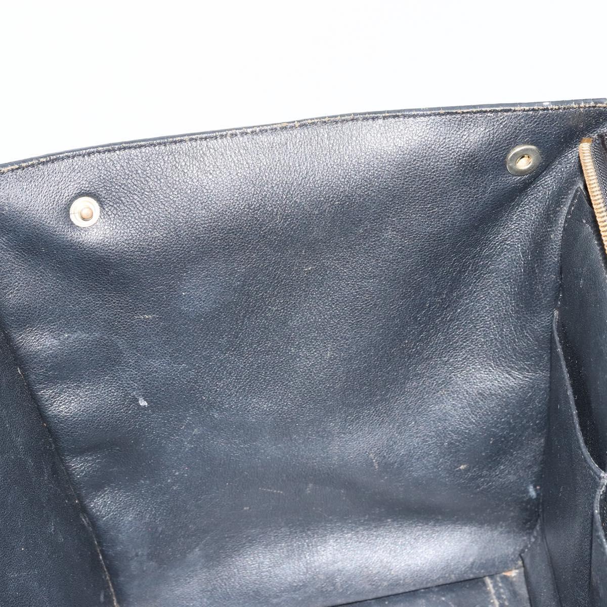 CELINE Trapeze Hand Bag Leather 2way Black Gold Auth 141011