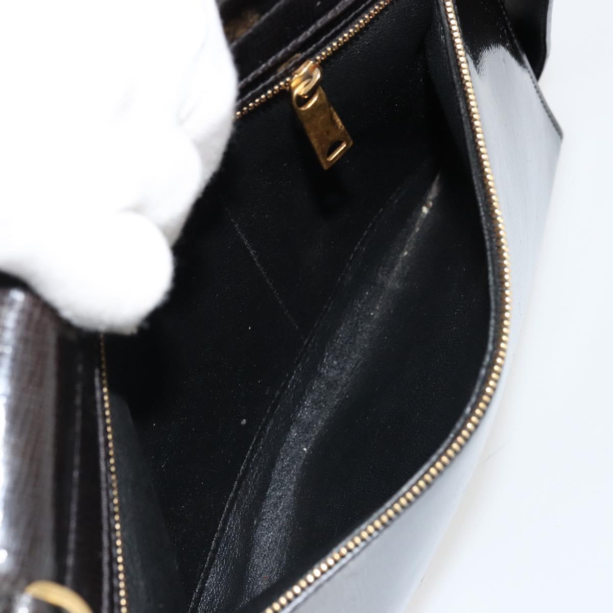 CELINE Trapeze Hand Bag Leather 2way Black Gold Auth 141011
