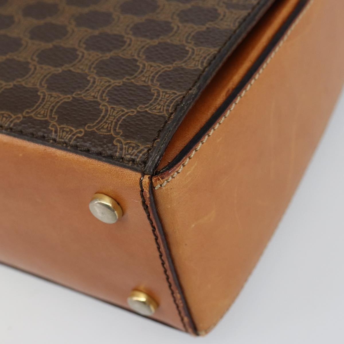 CELINE Macadam Canvas Hand Bag PVC Brown Gold Auth 141027