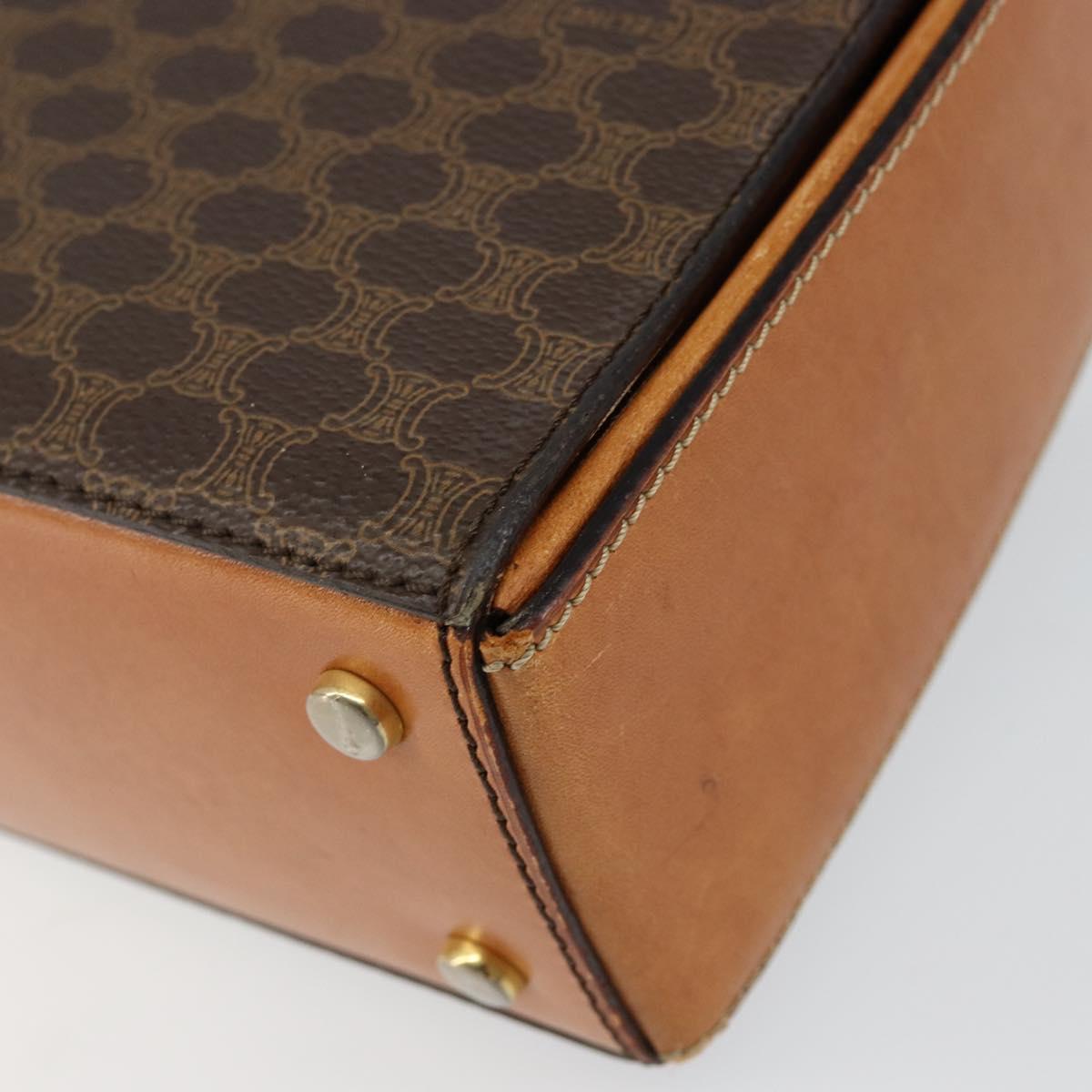 CELINE Macadam Canvas Hand Bag PVC Brown Gold Auth 141027