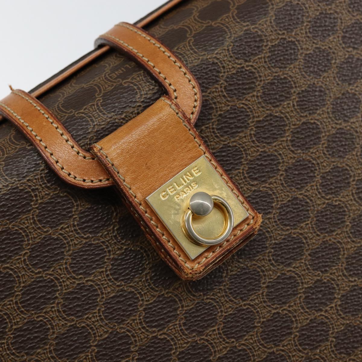 CELINE Macadam Canvas Hand Bag PVC Brown Gold Auth 141027