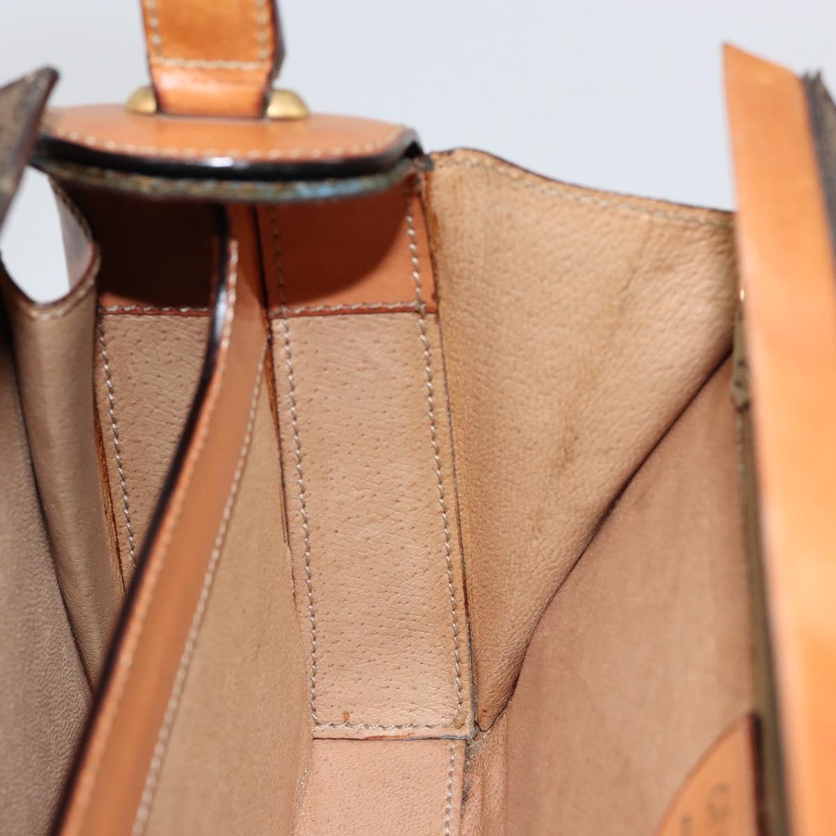 CELINE Macadam Canvas Hand Bag PVC Brown Gold Auth 141027