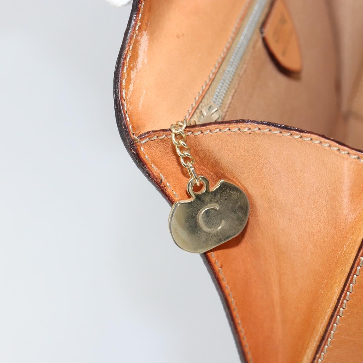 CELINE Macadam Canvas Hand Bag PVC Brown Gold Auth 141027