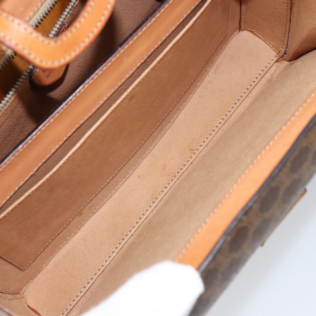 CELINE Macadam Canvas Hand Bag PVC Brown Gold Auth 141027